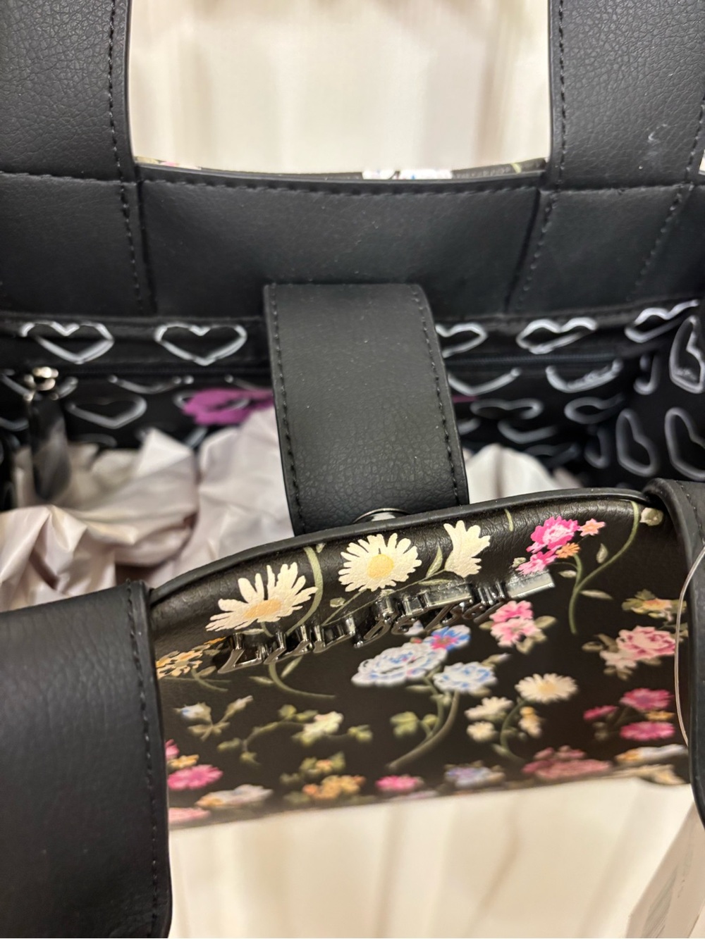 Betsey Johnson black floral satchel crossbody NWT - Picture 9 of 9